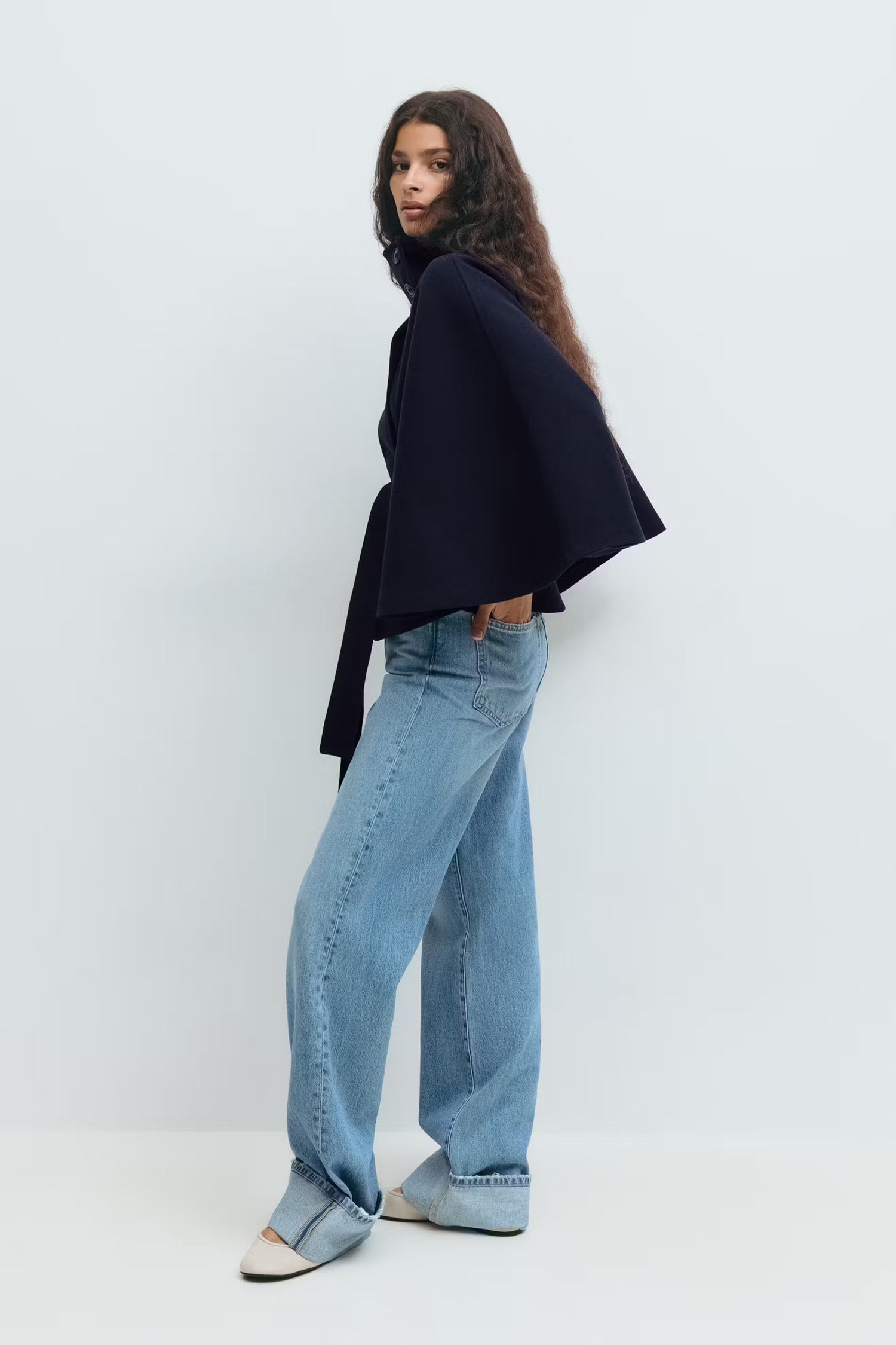 Women’s High-Neck Belted Coat - Elegant Minimalist Outerwear