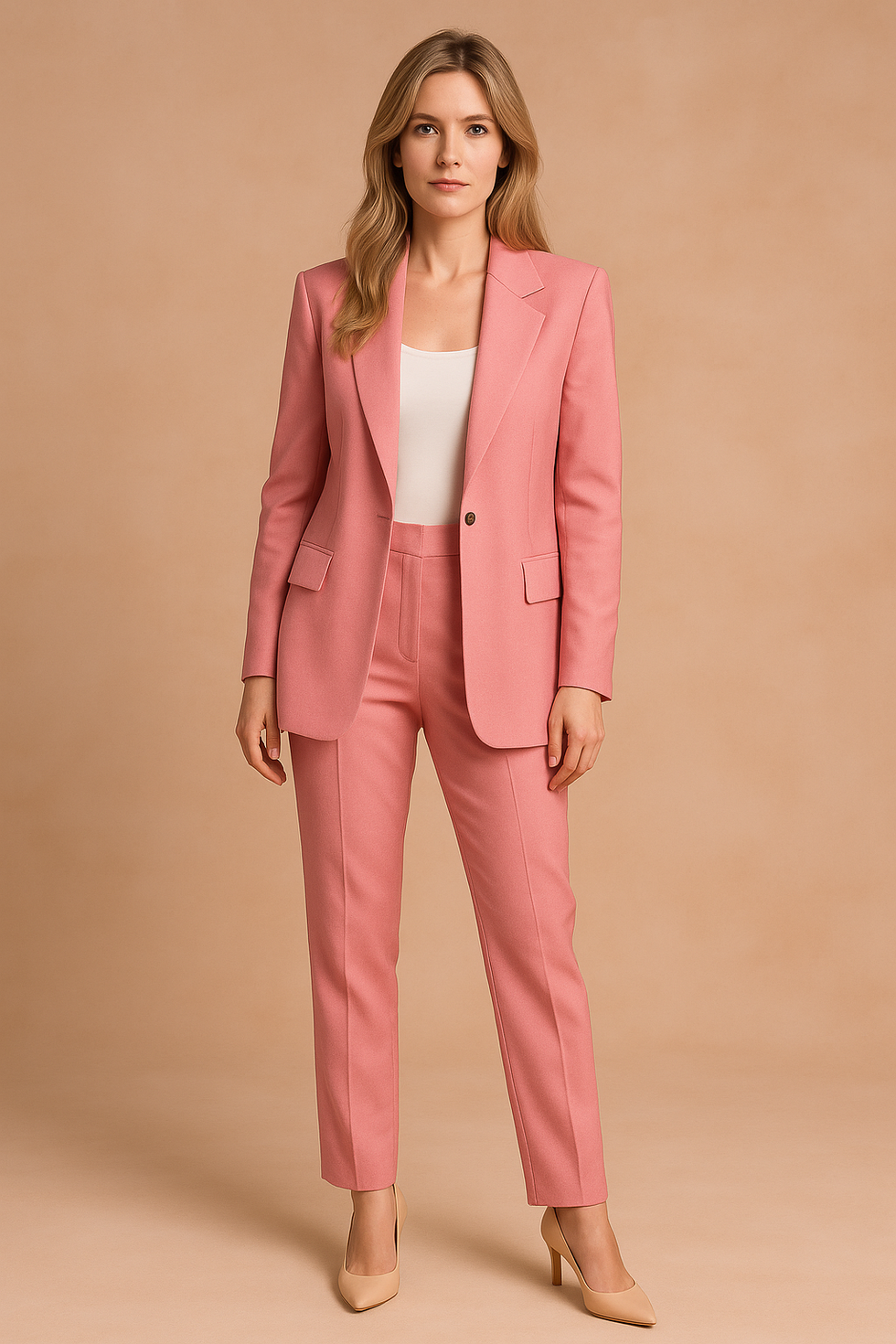 Women’s Tailored Blazer and Trouser Set - Elegant Two-Piece Suit