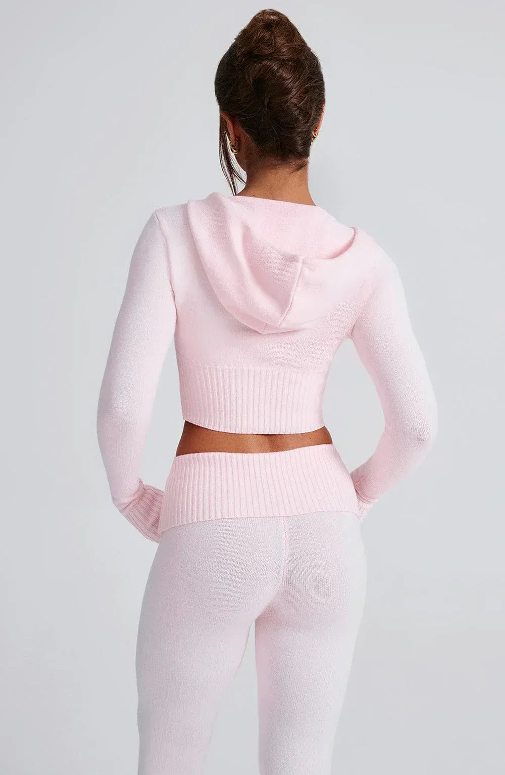 Women’s Knit Lounge Set - Soft Hooded Zip-Up Flared Pants