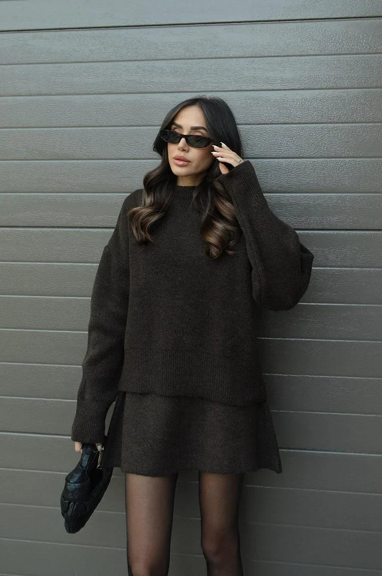 Women’s Sweater Skirt Co-ord - Two-Piece Knit Set