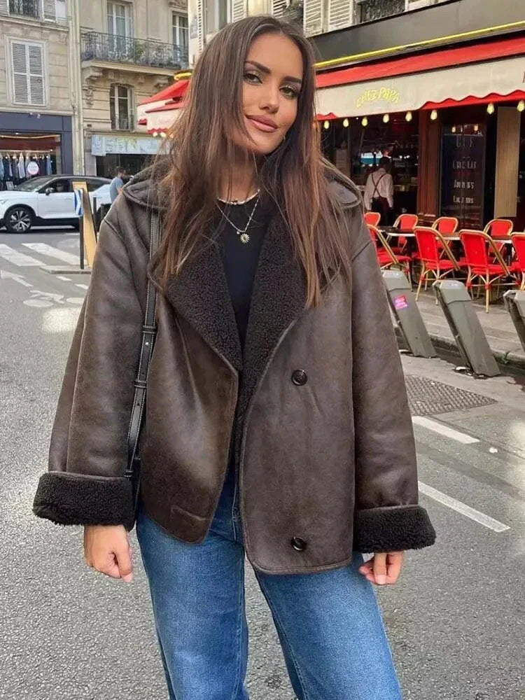 Women’s Faux‑Shearling Moto Jacket