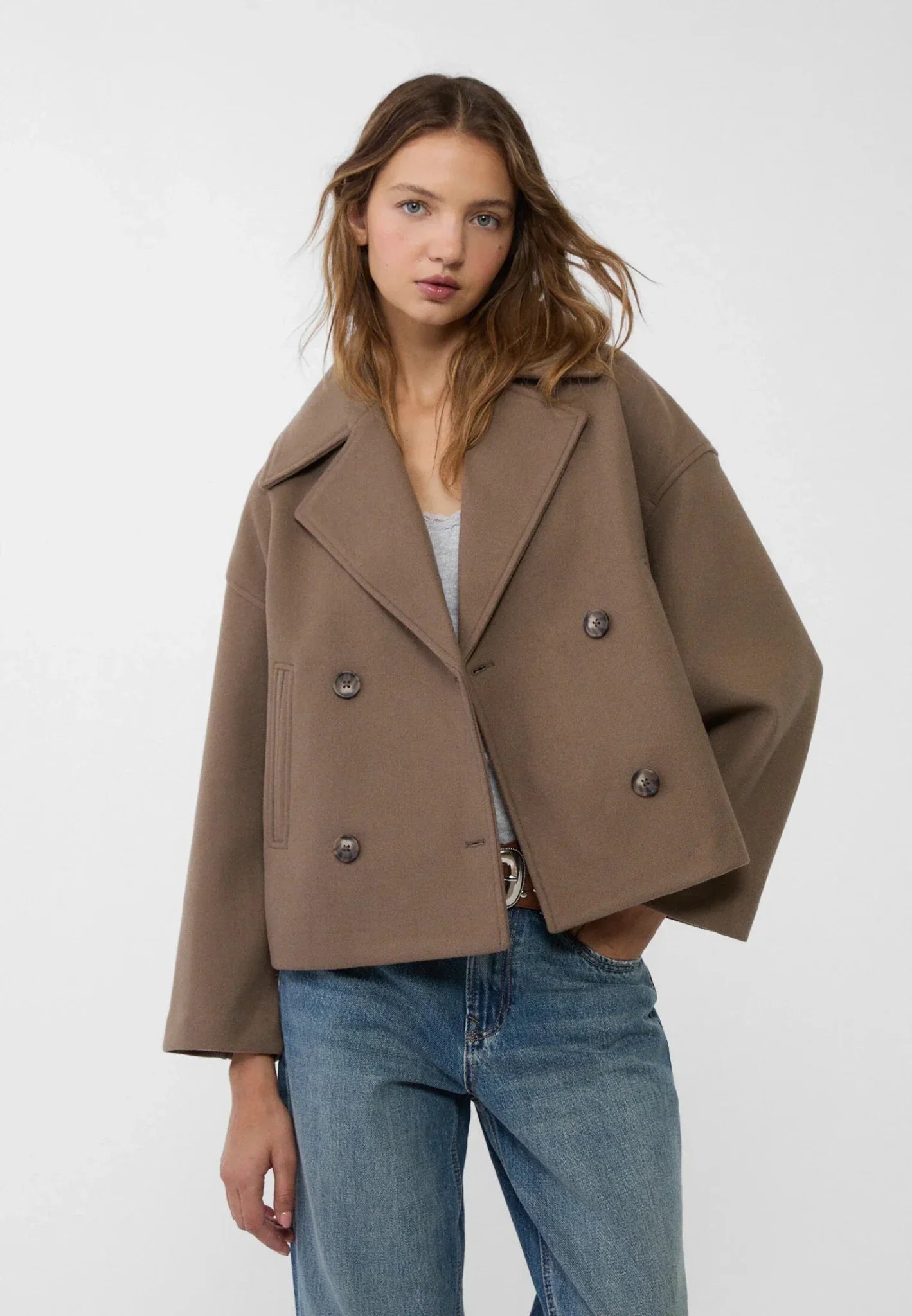 Short Modern Cropped Jacket - Double-Breasted