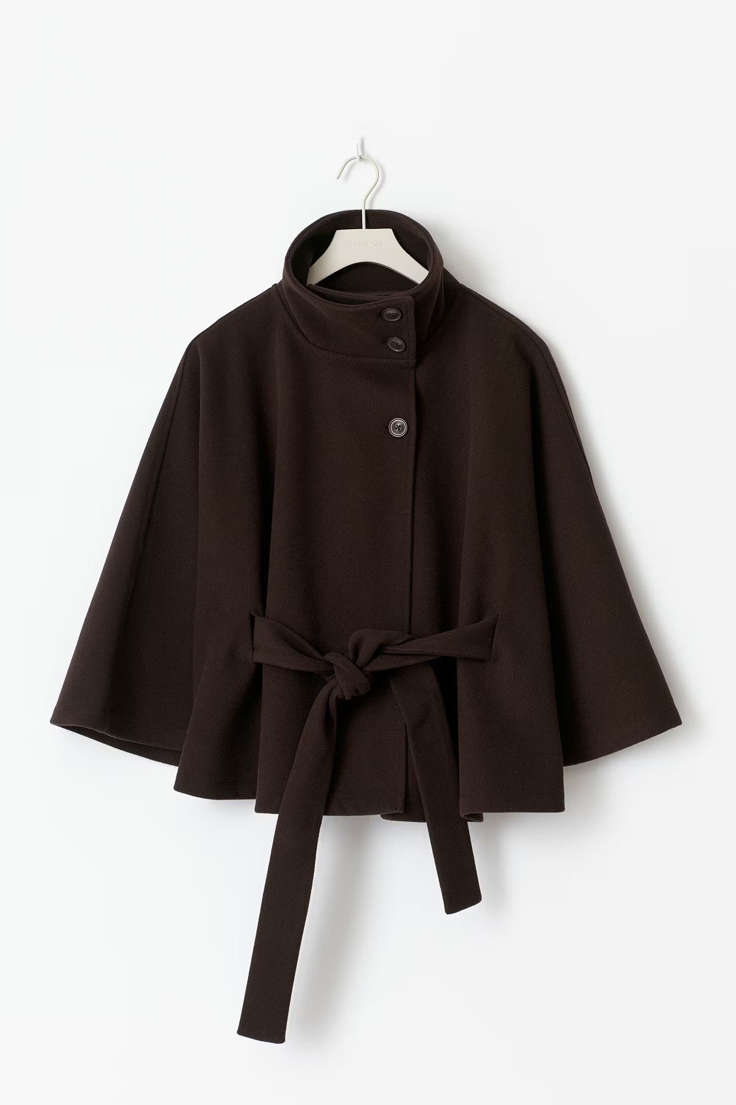 Women’s High-Neck Belted Coat - Elegant Minimalist Outerwear