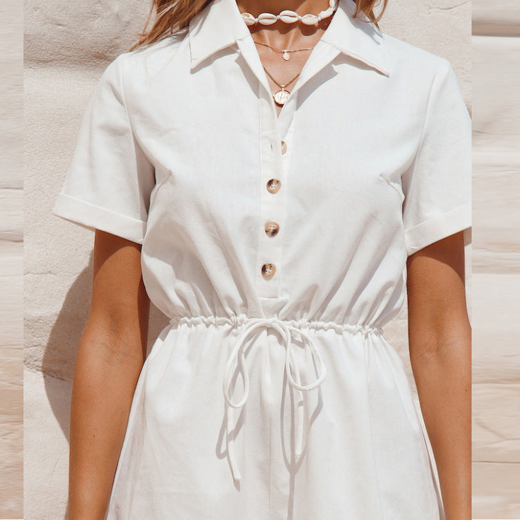 Jolene - Cotton Short Sleeve Jumpsuit