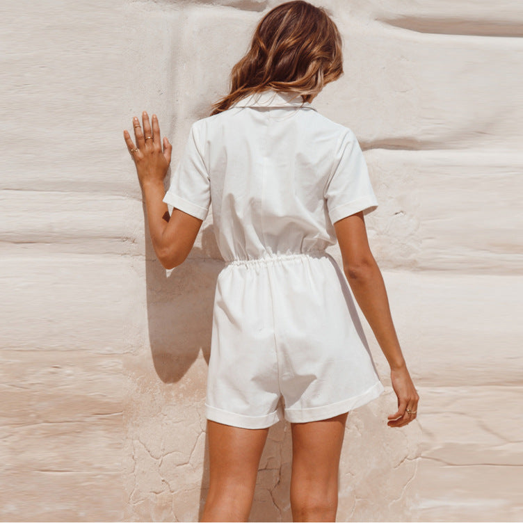 Jolene - Cotton Short Sleeve Jumpsuit