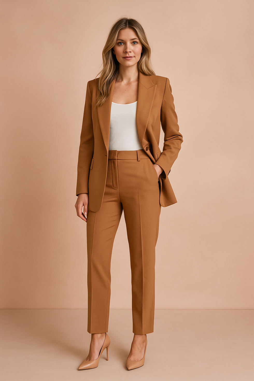 Women’s Tailored Blazer and Trouser Set - Elegant Two-Piece Suit