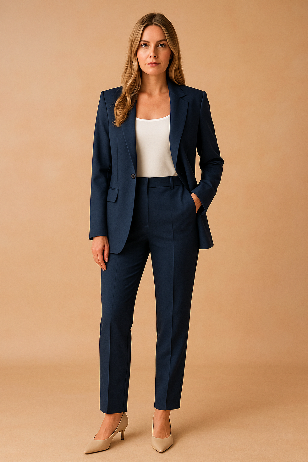 Women’s Tailored Blazer and Trouser Set - Elegant Two-Piece Suit