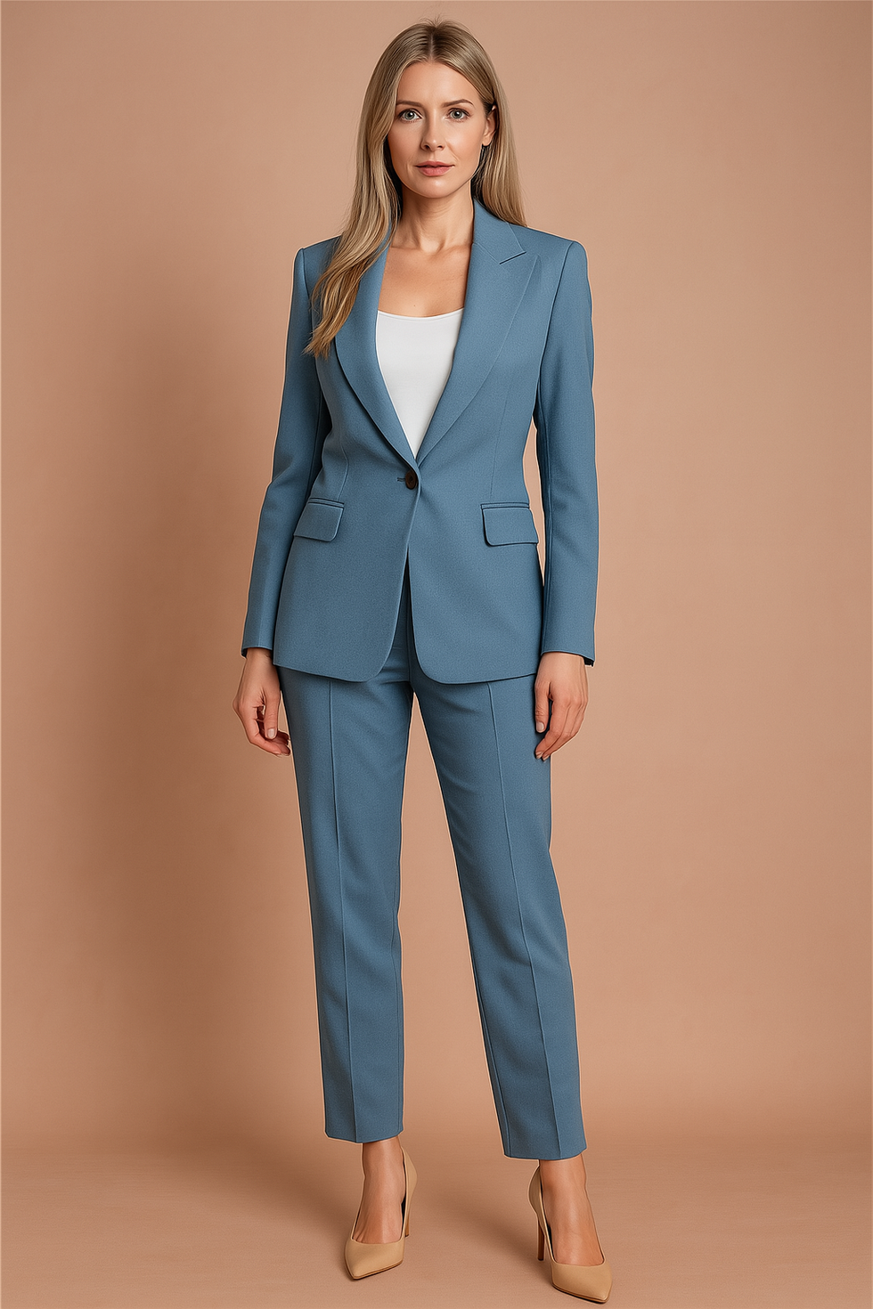 Women’s Tailored Blazer and Trouser Set - Elegant Two-Piece Suit