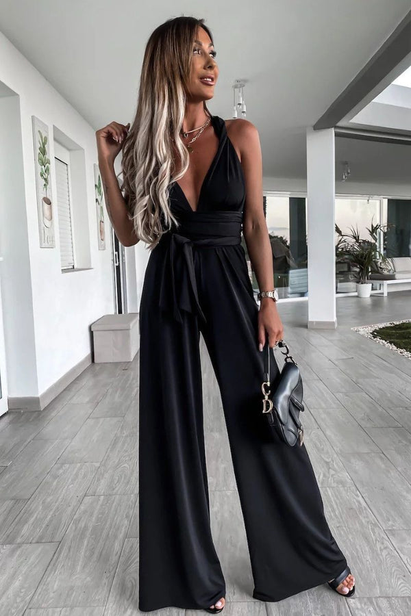Bailey - Sleeveless V Neck Wide Leg Jumpsuit
