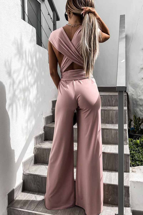 Bailey - Sleeveless V Neck Wide Leg Jumpsuit