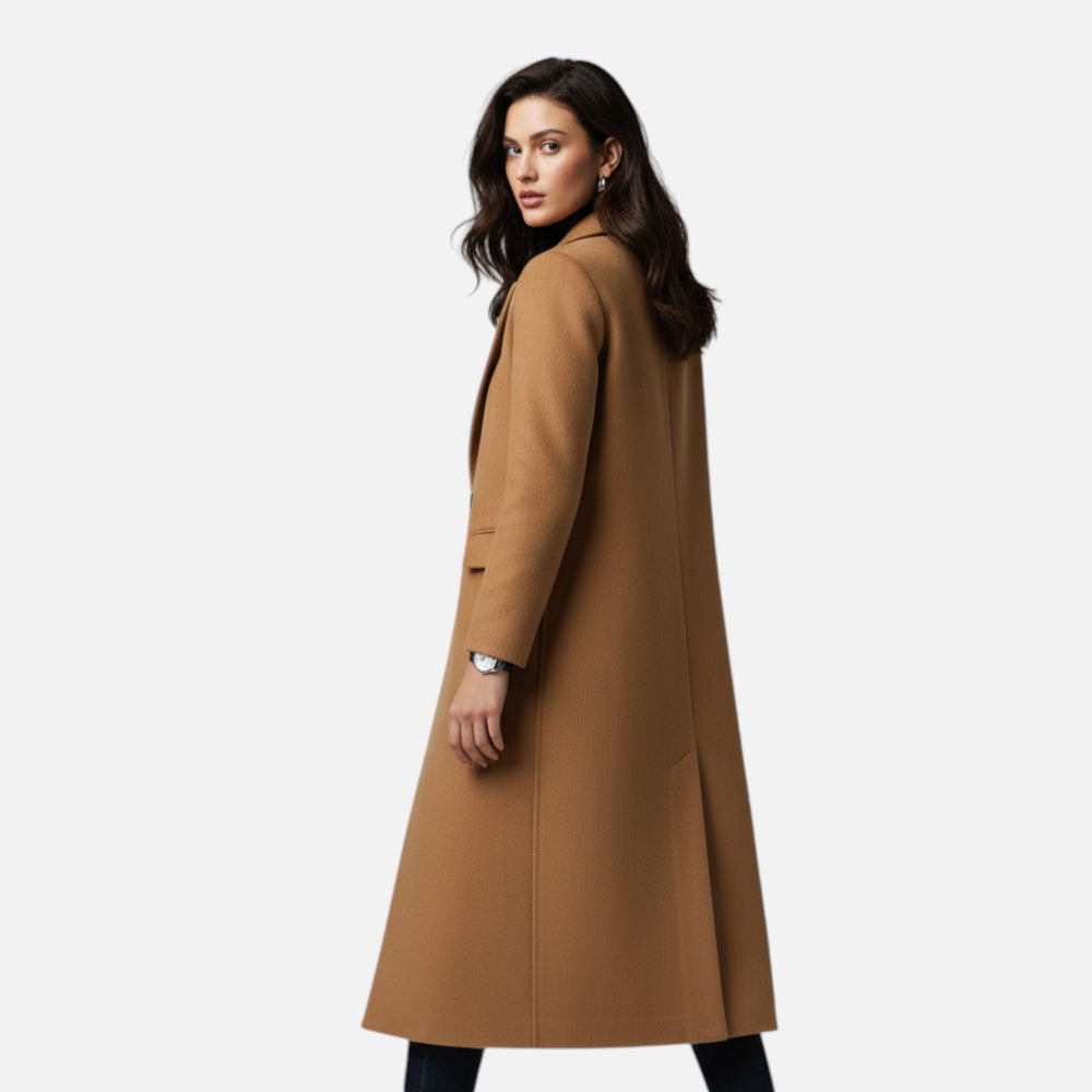 Women’s Tailored Long Coat - Classic Single-Breasted Overcoat