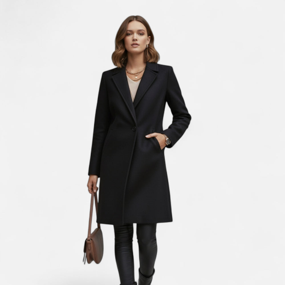 Women’s Tailored Long Coat - Classic Single-Breasted Overcoat