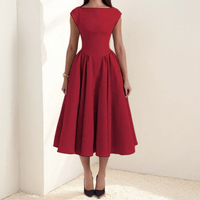 Adele - Structured Cap Sleeve Midi Dress