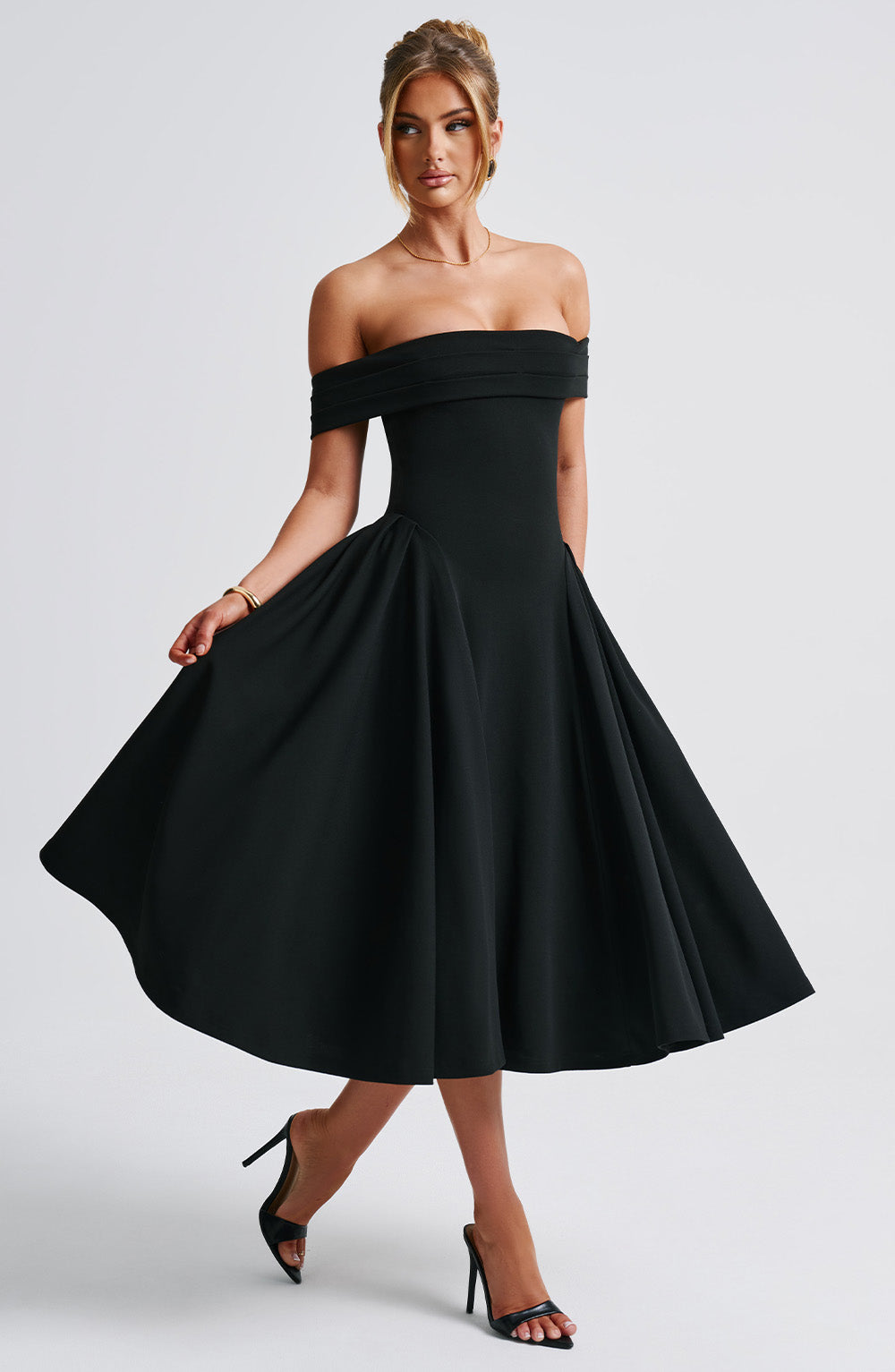 Chérie - Off Shoulder Flare Midi Dress
