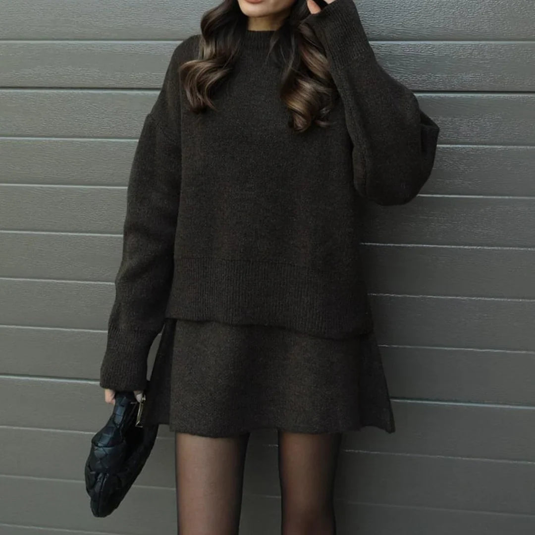 Women’s Sweater Skirt Co-ord - Two-Piece Knit Set