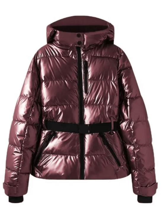 Women’s Belted Puffer Jacket - Waterproof Insulated Hooded Outerwear