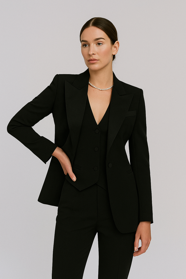 Women’s 3-Piece Suit Set - Tailored Blazer Waistcoat Slim Fit Trousers