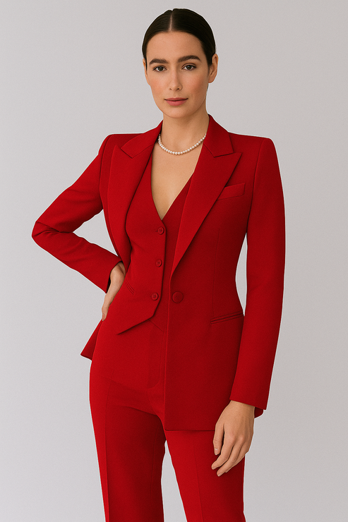 Women’s 3-Piece Suit Set - Tailored Blazer Waistcoat Slim Fit Trousers