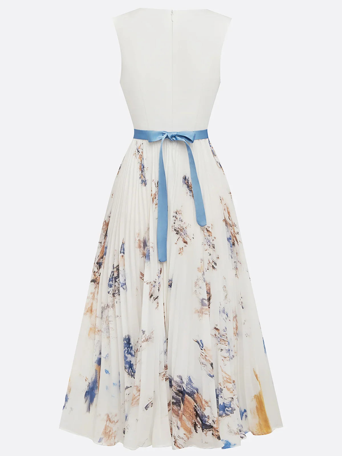 Amara - Brushstroke Pleated Midi Dress