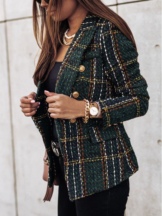 Plaid Button-Front Coat - Classic Longline