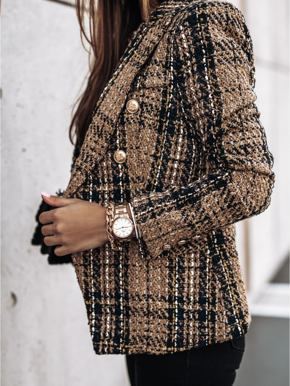 Plaid Button-Front Coat - Classic Longline