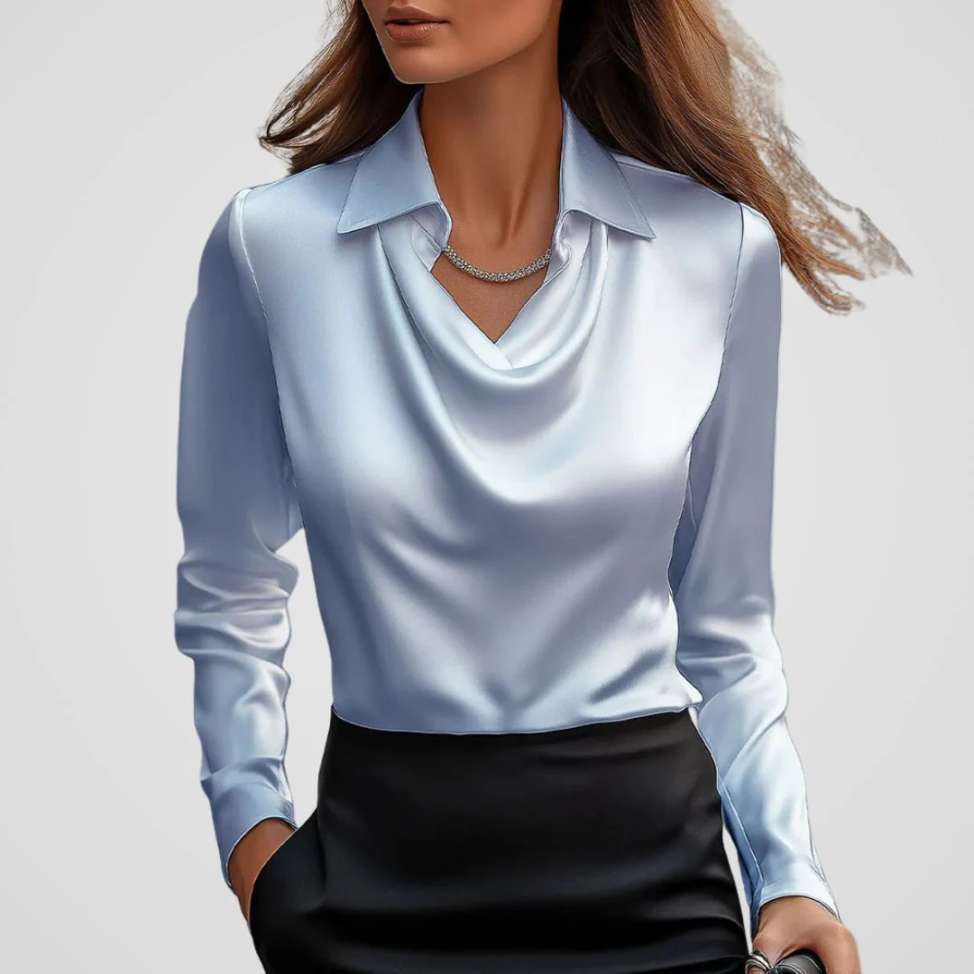 Women’s Celeste Satin Drape Collar Blouse