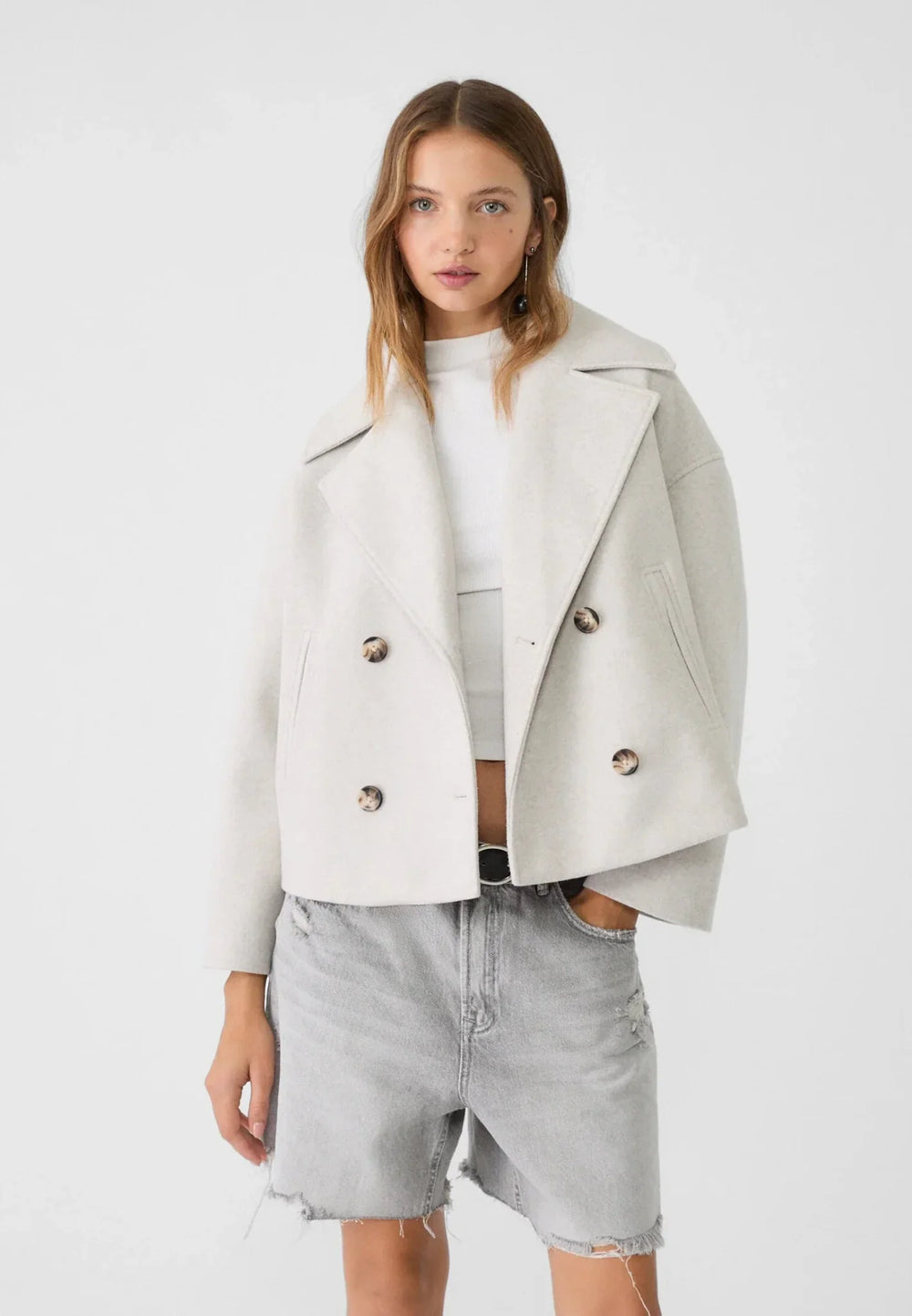 Short Modern Cropped Jacket - Double-Breasted