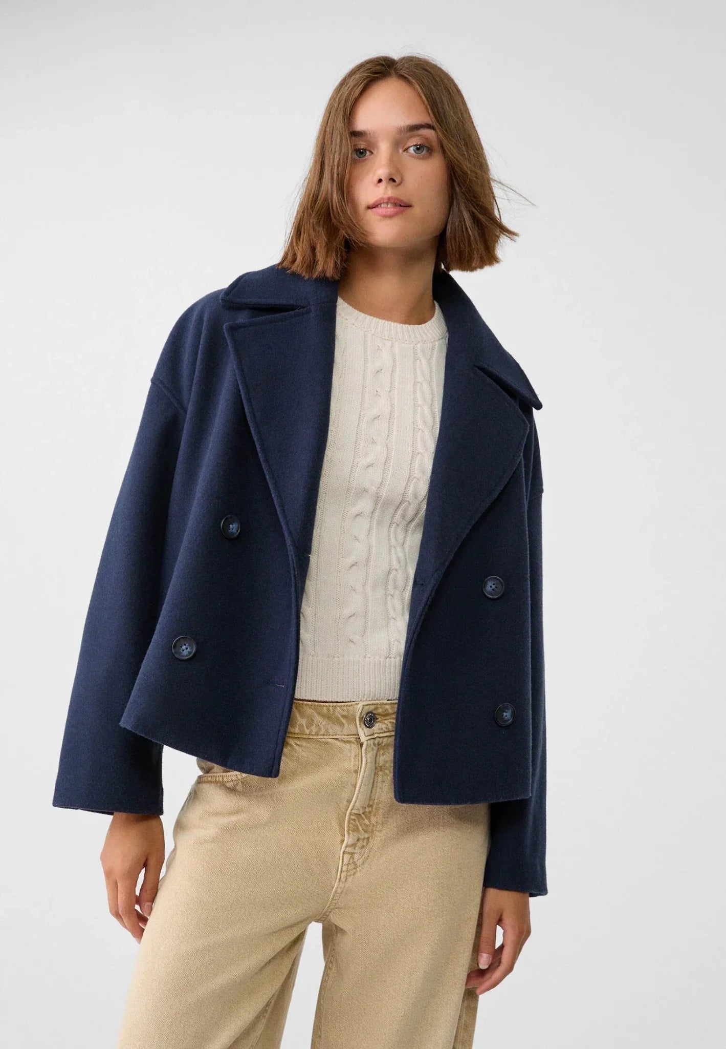 Short Modern Cropped Jacket - Double-Breasted