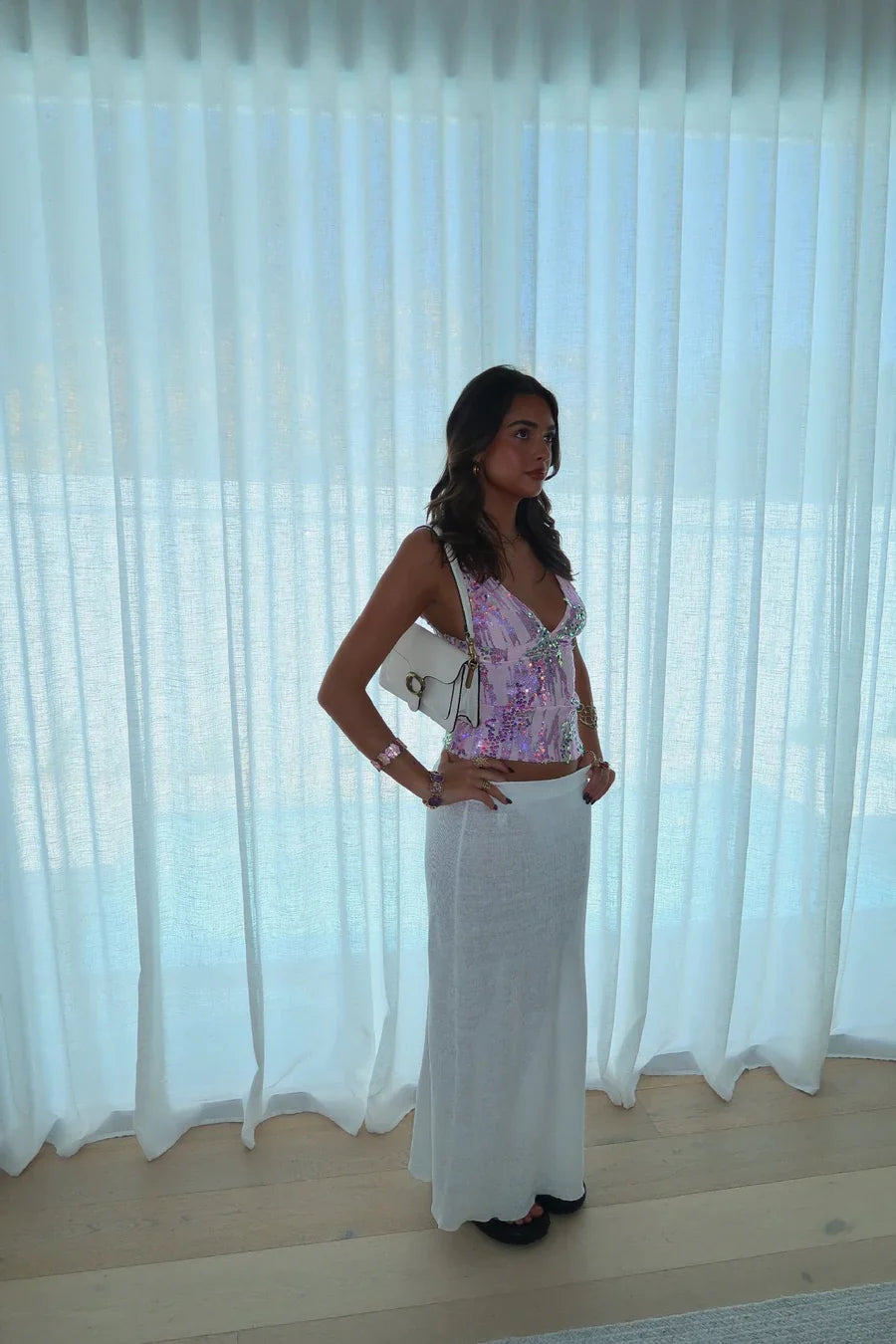 Raina - Sequin Halter Tank Top